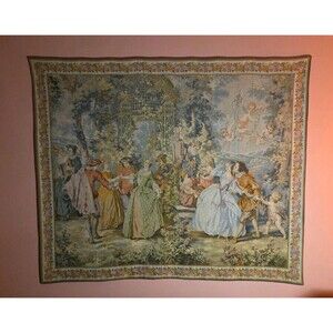 Vtg 78" x 67" Large JP Panneaux Gobelins Tapestry "Blind Man's Bluff" Paris 7528